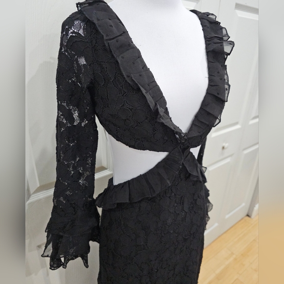 ~SOLD~ Dolls Kill Current Mood Witchy The Rumors Black Lace Cut Out Maxi Dress S - Picture 11 of 14